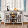 HOMCOM Retro Style Storage Sideboard Buffet With 3 Open Compartments, 2 Framed Glass Door Cabinets And Anti-Topple -Homcom GUEST e408e643 b9c8 4022 8787 f822c78e5e5d