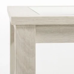 HOMCOM Farmhouse End Table, Sofa Side Table With Tempered Glass Top, Coffee Table With Underneath Storage Shelf For Living Room, Bedroom, White Oak -Homcom GUEST e6454f0a ee7b 4232 8868 c0d42c39f5e6