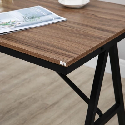 HOMCOM Industrial Bar Table With Steel Frame, Counter Height Table Pub Table For Kitchen Dining Room Cafe, Brown/Black 7 HOMCOM Industrial Bar Table With Steel Frame, Counter Height Table Pub Table For Kitchen Dining Room Cafe, Brown/Black - Image 5