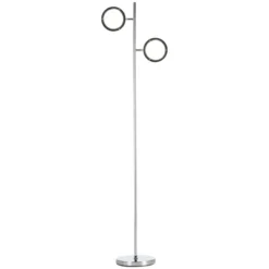 HOMCOM Ultra-Bright Floor Lamp With 180° Adjustable-Head LED Lighting For Bedroom, Living Room Office, & More, Tree Standing Lamp, 800 Lumens, Chrome -Homcom GUEST e79f047c 5b04 4766 a45f af8496a94191
