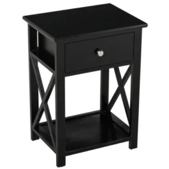 HOMCOM 22” Traditional Wood Accent End Table With Storage Drawer For Living Room Or Bedroom -Homcom GUEST e8c964a3 b449 4119 a469 60845fee6481