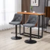 HOMCOM Counter Height Bar Stools Set Of 2, Height Adjustable Swivel Barstools With Footrest And Tufted Back, Linen Fabric Bar Chairs, Dark Gray 1 HOMCOM Counter Height Bar Stools Set Of 2, Height Adjustable Swivel Barstools With Footrest And Tufted Back, Linen Fabric Bar Chairs, Dark Gray -Homcom GUEST e9577454 f9ed 427e 8c5f 95b11f1f175e
