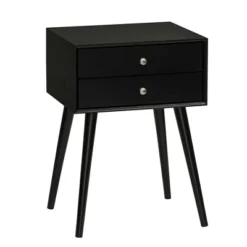 HOMCOM Modern Nightstand With 2 Pull Out Drawers, Side End Table With Display Tabletop And Solid Acacia Legs -Homcom GUEST eafeb66b a493 4a91 8cee e38ca02ae171