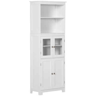 HOMCOM 63" Small Buffet With Hutch, 4-Door Kitchen Pantry, Freestanding Storage Cabinet With Adjustable Shelf For Dining Room, Living Room, White 5 HOMCOM 63" Small Buffet With Hutch, 4-Door Kitchen Pantry, Freestanding Storage Cabinet With Adjustable Shelf For Dining Room, Living Room, White - Image 3