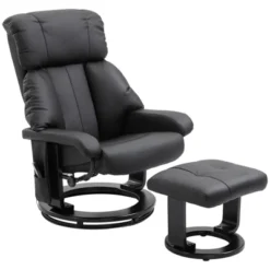 HOMCOM Recliner With Ottoman Footrest, Recliner Chair With Vibration Massage, Faux Leather And Swivel Wood Base For Living Room And Bedroom 17 HOMCOM Recliner With Ottoman Footrest, Recliner Chair With Vibration Massage, Faux Leather And Swivel Wood Base For Living Room And Bedroom -Homcom GUEST ec4ebf16 5b51 4eef 84ac 313753998ea7