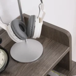 HOMCOM Computer Table Writing Desk With Hutch 3 Drawers, Open Cabinets, Top Shelf, Wide Tabletop, Cable Management, Gray -Homcom GUEST ecbd4905 af74 4ac9 9b9e 8957f408b87c