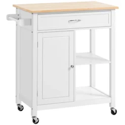 HOMCOM Rolling Kitchen Cart With Wood Top, Kitchen Island With Storage Drawer On Wheels For Dining Room -Homcom GUEST ecccfb73 967a 433f b96c 5b4f4220b5e0