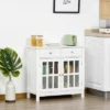 HOMCOM Sideboard Buffet Cabinet, Storage Cabinet Cupboard Table With Glass Doors, Adjustable Shelf Cabinet And 2 Drawers For Kitchen -Homcom GUEST eea107eb b59c 4dbd bd97 8c134d313502