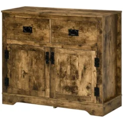 HOMCOM Rustic Storage Cabinet Sideboard With 2 Drawers And 2 Cupboard, Distressed Brown 9 HOMCOM Rustic Storage Cabinet Sideboard With 2 Drawers And 2 Cupboard, Distressed Brown -Homcom GUEST ef66e70b 19b4 4d6d bcc0 c99ad1b2c3c4