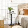 HOMCOM Pedestal Side Table With Round Tabletop, Rustic End Table With Solid Wood Leg For Living Room, Bedroom, Light Gray And Black -Homcom GUEST f0543bd6 f1fe 45f9 a619 e0687988a630
