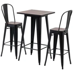 HOMCOM 3 Piece Industrial Dining Table Set, Counter Height Bar Table & Chairs Set With Footrests For Bistro, Pub 12 HOMCOM 3 Piece Industrial Dining Table Set, Counter Height Bar Table & Chairs Set With Footrests For Bistro, Pub -Homcom GUEST f0c1505e c234 4a78 8d8b 6877f4c4a1e0