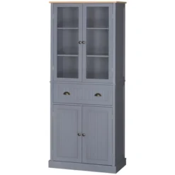 HOMCOM Freestanding Kitchen Pantry, 5-tier Storage Cabinet With Adjustable Shelves And Drawer For Living Room, Dining Room, Gray 9 HOMCOM Freestanding Kitchen Pantry, 5-tier Storage Cabinet With Adjustable Shelves And Drawer For Living Room, Dining Room, Gray -Homcom GUEST f1b8b1fe 89d3 4ad9 adbc eb4d26e7ce5a