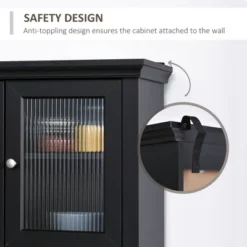 HOMCOM 71" Traditional Freestanding Kitchen Buffet With Hutch, Pantry Cabinet With 4 Doors, 3-Level Adjustable Shelves, And 1 Drawer, Black -Homcom GUEST f23c776a 2f82 40fb 9b43 cc2ec5d6bfcc