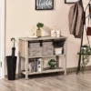 HOMCOM Farmhouse Style Console Table With Sliding Barn Doors And 4 Open Storage Compartments And Elevated Base, Gray -Homcom GUEST f30c8163 32cb 4631 844a 15a0f21bd572