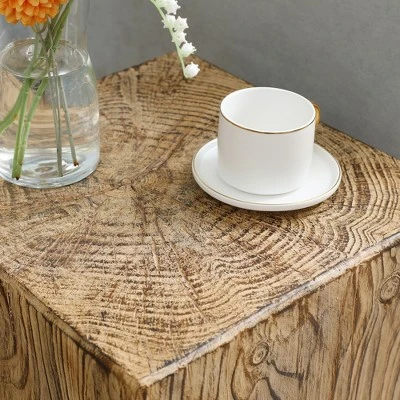 HOMCOM Decorative Side Table With Square Tabletop, Rustic Concrete End Table With Wood Grain Finish, For Indoors And Outdoors, Natural 6 HOMCOM Decorative Side Table With Square Tabletop, Rustic Concrete End Table With Wood Grain Finish, For Indoors And Outdoors, Natural - Image 4