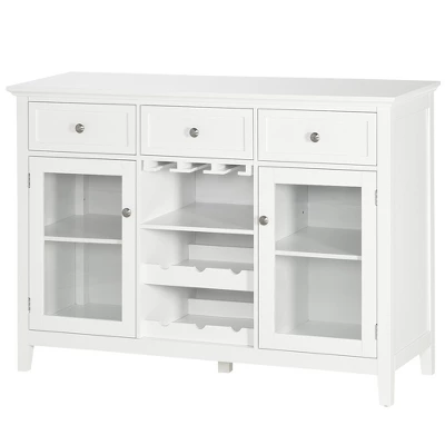 HOMCOM Glass Door Kitchen Sideboard, Buffet Cabinet With 6-Bottle Wine Rack And Stemware Racks, Coffee Bar For Living Room, Dining Room, White 5 HOMCOM Glass Door Kitchen Sideboard, Buffet Cabinet With 6-Bottle Wine Rack And Stemware Racks, Coffee Bar For Living Room, Dining Room, White - Image 3