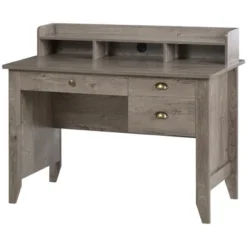 HOMCOM Computer Table Writing Desk With Hutch 3 Drawers, Open Cabinets, Top Shelf, Wide Tabletop, Cable Management, Gray -Homcom GUEST f3a5e7c7 6620 49ac 9012 38d6cd76cac2