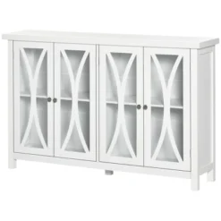 HOMCOM Sideboard, Buffet Cabinet With Adjustable Shelves, Credenza With 4 Glass Doors, White 9 HOMCOM Sideboard, Buffet Cabinet With Adjustable Shelves, Credenza With 4 Glass Doors, White -Homcom GUEST f406a1f3 40f7 435b 9341 b5ffee2d5cd9