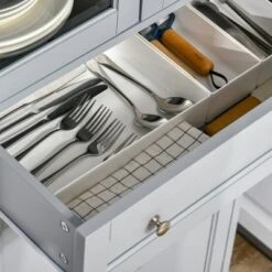 HOMCOM 52" Traditional Kitchen Pantry, Floor Storage Cabinet, Small Cupboard Organizer With Adjustable Shelves And 4-Doors For Living Room, Gray 10 HOMCOM 52" Traditional Kitchen Pantry, Floor Storage Cabinet, Small Cupboard Organizer With Adjustable Shelves And 4-Doors For Living Room, Gray -Homcom GUEST f42838fb f04d 4d0b b90b 7f4818ccf9f4