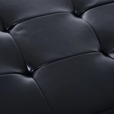 HomCom 44" Tufted Faux Leather Ottoman Storage Bench With Shoe Rack 5 HomCom 44" Tufted Faux Leather Ottoman Storage Bench With Shoe Rack - Image 3