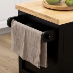 HOMCOM Rolling Kitchen Island On Wheels, Utility Serving Cart With Rubberwood Top, Towel Rack, Spice Rack And Storage Cabinet -Homcom GUEST f4af054e 3abf 4264 9e3b aa8d26ee98e3