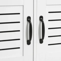 HOMCOM Modern Hall Tree, Entryway Coat Rack With Shoe Bench, 5 Hooks, Storage Shelf And Slatted Door Cabinet For Hallway, White -Homcom GUEST f5250cfa f06f 48ca 90b8 12c8bc553cf0