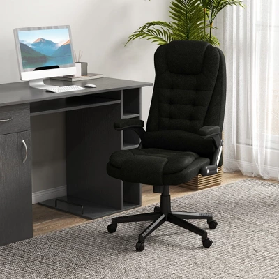 HOMCOM 6 Point Vibrating Massage Office Chair With Heat, Linen High Back Executive Office Chair With Reclining Backrest, Armrests 4 HOMCOM 6 Point Vibrating Massage Office Chair With Heat, Linen High Back Executive Office Chair With Reclining Backrest, Armrests - Image 2