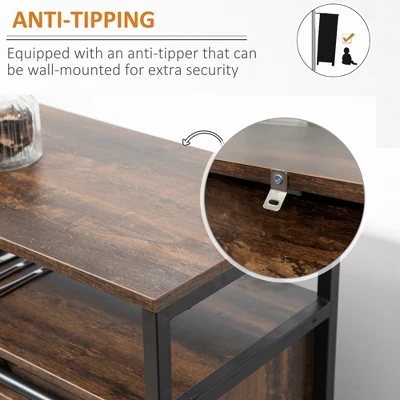 HOMCOM Industrial Sideboard, Buffet Cabinet With Doors, Storage Cabinets, Racks, Drawer, Adjustable Shelves For Living Room, Kitchen, Home Bar, Brown 6 HOMCOM Industrial Sideboard, Buffet Cabinet With Doors, Storage Cabinets, Racks, Drawer, Adjustable Shelves For Living Room, Kitchen, Home Bar, Brown - Image 4