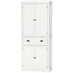 HOMCOM Freestanding Modern Farmhouse 4 Door Kitchen Pantry Cabinet, Storage Cabinet Organizer With 6-Tiers, 1 Drawer And 4 Adjustable Shelves, White -Homcom GUEST f7a20809 8c3e 4a6f 8130 776f3c9fdc35