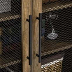 HOMCOM Farmhouse Buffet Cabinet, Sideboard, Kitchen Storage Cabinet With Adjustable Shelves And Wire Mesh Door, Coffee Bar For Living Room, Walnut -Homcom GUEST f87bcd7c 0e41 4130 b12e 45c4e71f4884