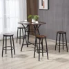 HOMCOM Industrial 5-Piece Bar Table And Chairs Set, Space Saving Dining Table With 4 Stools For Pub And Kitchen, Brown -Homcom GUEST f8ca9869 6acc 4233 9723 581a15ad681c