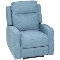 HOMCOM Electric Power Recliner Armchair With USB Charging Station, Sofa Recliner With Linen Upholstered Seat And Retractable Footrest, Blue -Homcom GUEST f99e5531 8ab5 4633 8645 fb0763833ddc