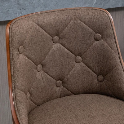 HOMCOM Counter Height Bar Stools Set Of 2, Height Adjustable Swivel Barstools With Footrest And Tufted Back, Linen Fabric Bar Chairs, Brown 6 HOMCOM Counter Height Bar Stools Set Of 2, Height Adjustable Swivel Barstools With Footrest And Tufted Back, Linen Fabric Bar Chairs, Brown - Image 4