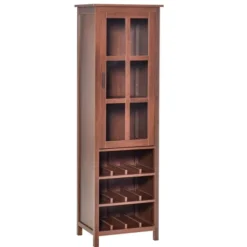 HOMCOM Tall Wine Cabinet, Bar Display Cupboard With 12-Bottle Wine Rack, Glass Door And 3 Storage Compartment For Living Room, Home Bar, Dining Room -Homcom GUEST f9e79754 807b 4433 af6a a3323327b49c