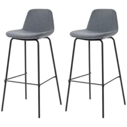 HOMCOM 29.5" Seat Height Bar Stools Set Of 2, Upholstered Bar Chairs, Armless Barstools With Back, Steel Legs, Gray 9 HOMCOM 29.5" Seat Height Bar Stools Set Of 2, Upholstered Bar Chairs, Armless Barstools With Back, Steel Legs, Gray -Homcom GUEST fa8ae089 1bd2 46da a4e1 31145a8b0d8d