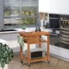 HOMCOM Bamboo Kitchen Island Cart On Wheels, Utility Trolley Cart With 2 Storage Drawers And Open Shelves, Natural -Homcom GUEST fb5227ca 4f4e 4704 b892 e4f598f3a6a6