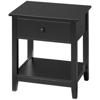 HOMCOM Modern Style Nightstand, Side Table With Drawer And Storage Shelf For Bedroom, Or Living Room 5 HOMCOM Modern Style Nightstand, Side Table With Drawer And Storage Shelf For Bedroom, Or Living Room - Image 3