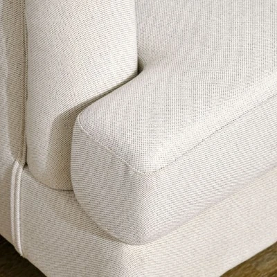 HOMCOM 3-Seater Sofa Couch, 71" Modern Linen Fabric Sofa With Rubber Wood Legs And Slatted Frame For Living Room, Bedroom And Apartment, Cream White 6 HOMCOM 3-Seater Sofa Couch, 71" Modern Linen Fabric Sofa With Rubber Wood Legs And Slatted Frame For Living Room, Bedroom And Apartment, Cream White - Image 4