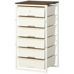 HOMCOM Dresser Storage Drawers With 6 Plastic Bins And Steel Frame, Crafting Bins For Living Room, Bedroom, White 9 HOMCOM Dresser Storage Drawers With 6 Plastic Bins And Steel Frame, Crafting Bins For Living Room, Bedroom, White -Homcom GUEST fdc856c0 ac81 451a 8bf6 0bbfff57c4b2
