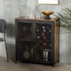 HOMCOM Industrial Wine Rack For 9 Bottles, Retro Liquor Cabinet With Glass Holders, Mesh Doors, And Storage Shelf For Home Bar, Dining Room, Brown -Homcom GUEST fee21f8a b5a0 427c 99d3 e74cc8e40f41