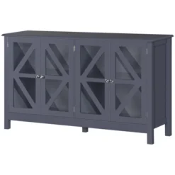 HOMCOM Kitchen Sideboard, Tempered Glass Door Buffet Cabinet With Adjustable Storage Shelf For Living Room, Kitchen, Study, Gray -Homcom GUEST ff45f098 89c0 44da a1ad 1e0dd9407d2b