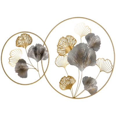 HOMCOM 3D Metal Wall Art Modern Ginkgo Leaves Hanging Wall Sculptures Home Decor For Living Room Bedroom Dining Room, 40" X 26", Gold 5 HOMCOM 3D Metal Wall Art Modern Ginkgo Leaves Hanging Wall Sculptures Home Decor For Living Room Bedroom Dining Room, 40" X 26", Gold - Image 3